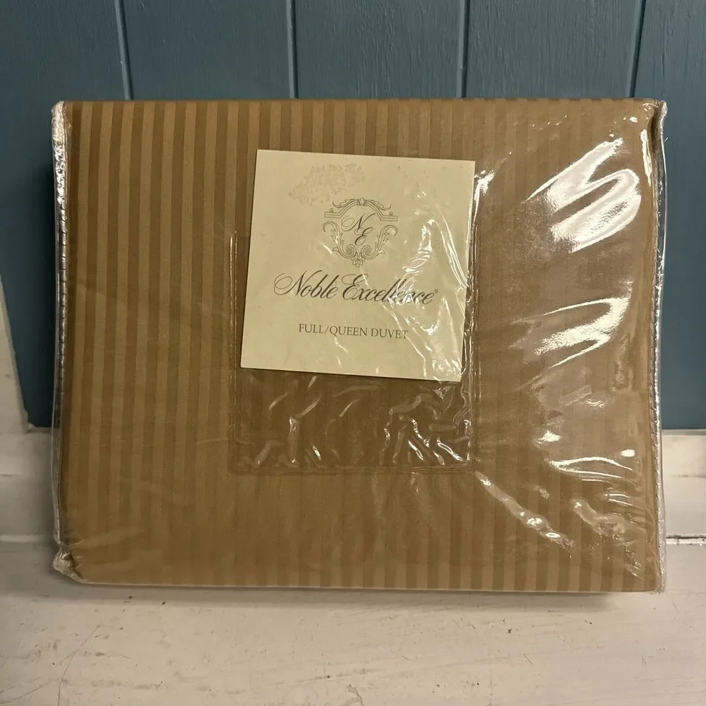 Noble Excellence MELANI Duvet Cover Striped‎ Tan 100% Egyptian Cotton 90” X 94”